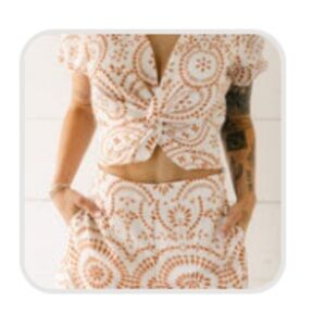 Boho Patterned Crop Top and Skirt Set